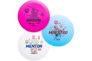 Discmania Disc Golf Starter Set (3 Pack) | Active Line Disc Golf Set for Beginners | Shogun, Maestro & Mentor | Base Plastic, Easy to Throw | Ideal Gift for New Players (Colors May Vary)