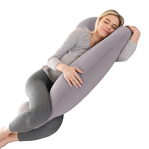 SHANNA Memory Foam Pregnancy Pillow for Sleeping, New Upgrade Full Body Maternity Pillow for Adults, Nursing Pillow Support Back Belly Hips for Pregnant Women with Rmoveable Cover, Dark Grey