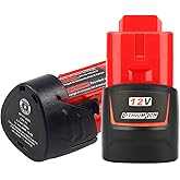 waitley 2 Pack 12V 3.0Ah Replacement Battery Compatible with Milwaukee Cordless Power Tools (Not Made in Milwaukee)