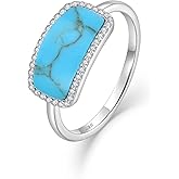 Ring for Women Sterling Silver Band Turquoise/Malachite/Moss Agate Ring