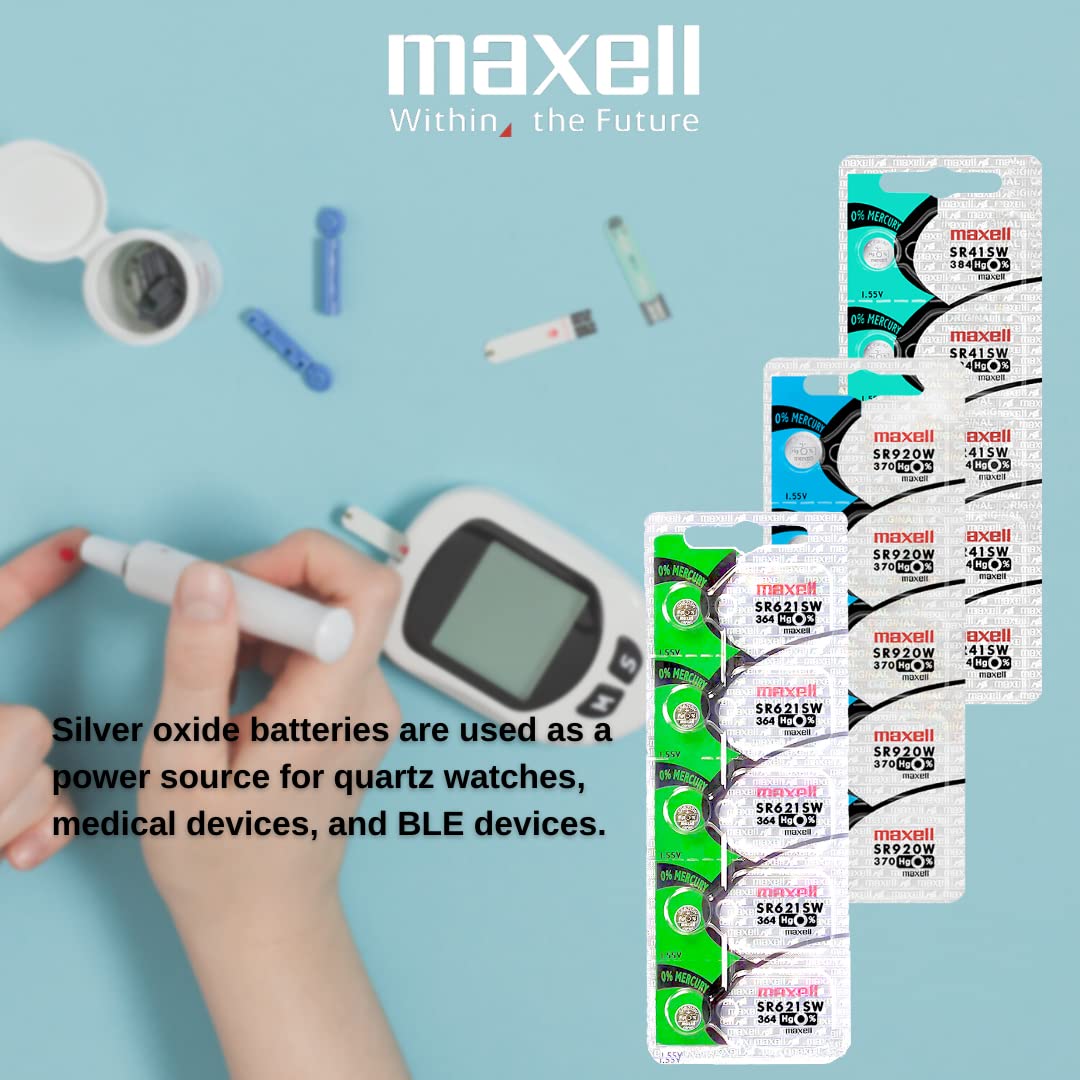 Maxell Watch Battery Button cell SR621SW SR-621SW 364 (Pack of 5)