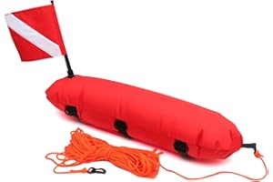 Buoy Float Eye-Catching Color Inflatable Dive Float for Snorkeling with Safety Flag for Diving, Freediving, Snorkeling, Swimm