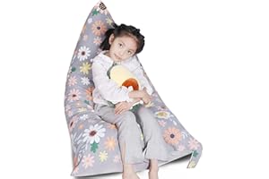 LOLOMLO Stuffed Animal Storage Bean Bag Chair Cover, Velvet Canvas Gray Sunflower Plush Toy Storage Stuff and Sit Seat for Kids/Teens/Adults, 52" x 31" Extra Large Sofa, 200L/52Gal, Cover Only