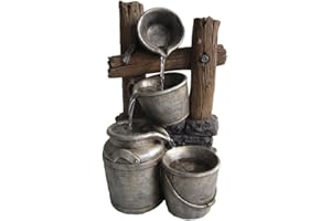 Beckett Corporation Silver Buckets on a Fence Fountain with Pump, Brown