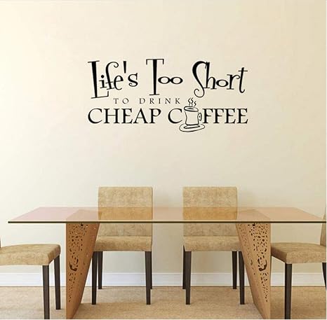 Amazon ウォールステッカー ウォールデコ壁紙シールリビングルームの壁の装飾のための安いコーヒーを飲むには短すぎる リビング寝室子供部屋キッチン飾りステッカーアートポスター56x26cm ウォールステッカー オンライン通販