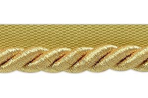 TRIMS BY THE YARD Expo International IR6705MGL-20 Nicholas Twisted Lip Cord Trim, Metallic Gold, 20 yd, 3/8"