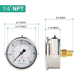 ELECALL 300psi Silicone Oil Filled Pressure Gauge