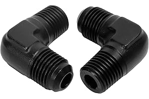 FAUOSWUK 6AN to 1/4 NPT 90 Degree Swivel Adapter Fitting for Gas Line Rail Pump Injector, Durable Aluminum Alloy, 2 Pcs for O