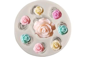 MINFEIDMS Rose Silicone Candy Mold Mini Flower Fondant Chocolate Molds For Cake Decorating Cupcake Topper Chocolate Gum Paste Polymer Clay Set Of 1