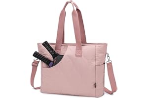 Pickleball Tote Bags for Women with Fence Hook,Vaschy Pickle-Ball Paddle Holder Case Quilted Puffer Work/Gym/Sports Tote