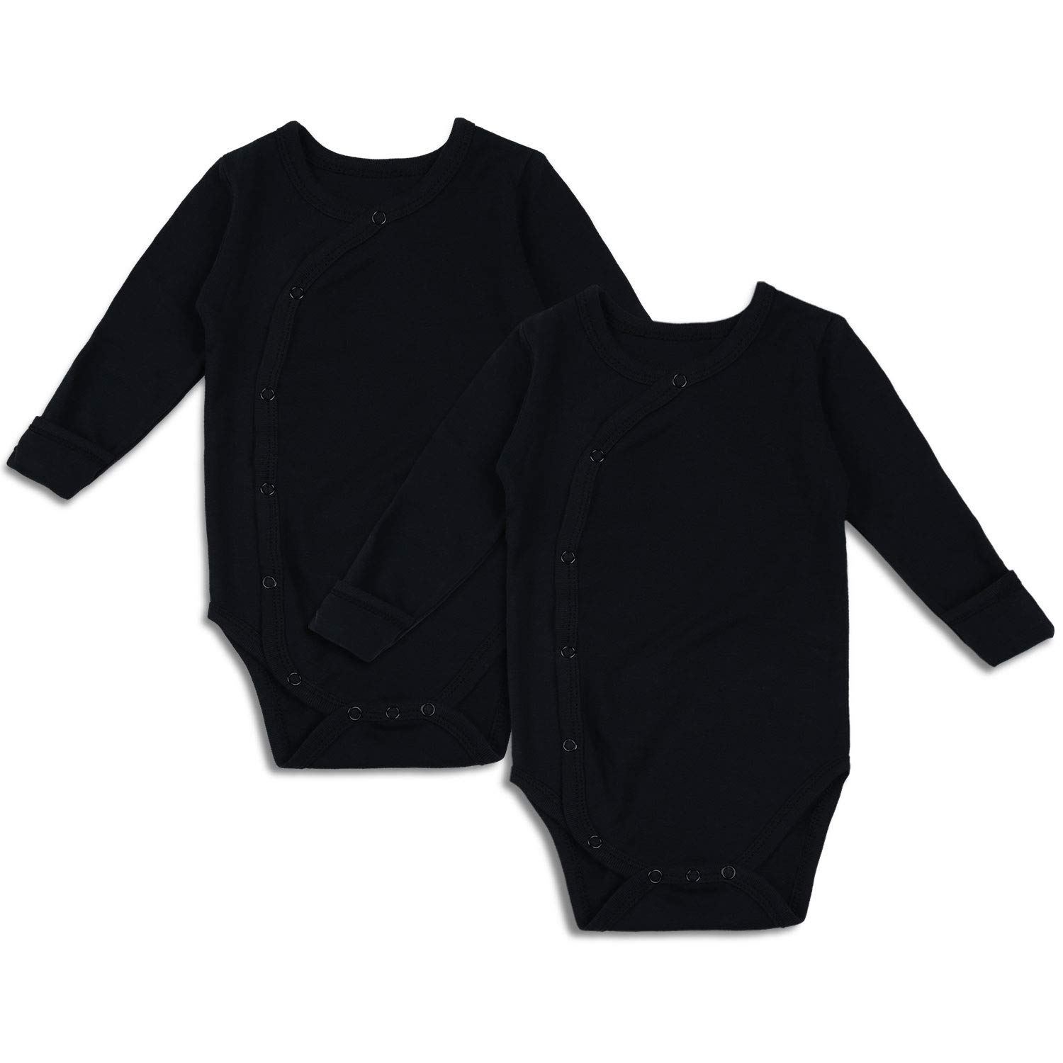 side snap onesie with mitten cuffs