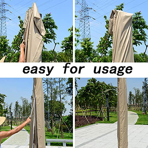 GUOWEI Garden Rattan Furniture Cover Patio Sun Umbrella Pole-Shape Dust-Proof Sunscreen Outdoor (Color : Khaki, Size : 224x52cm) - Thumbnail 3