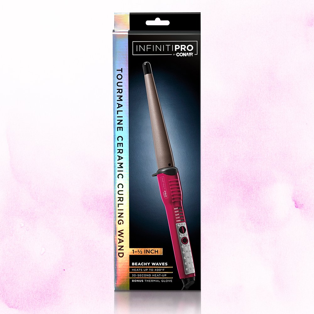 INFINITIPRO BY CONAIR Tourmaline Ceramic Curling Wand; 1-Inch to 1/2-Inch: Beauty