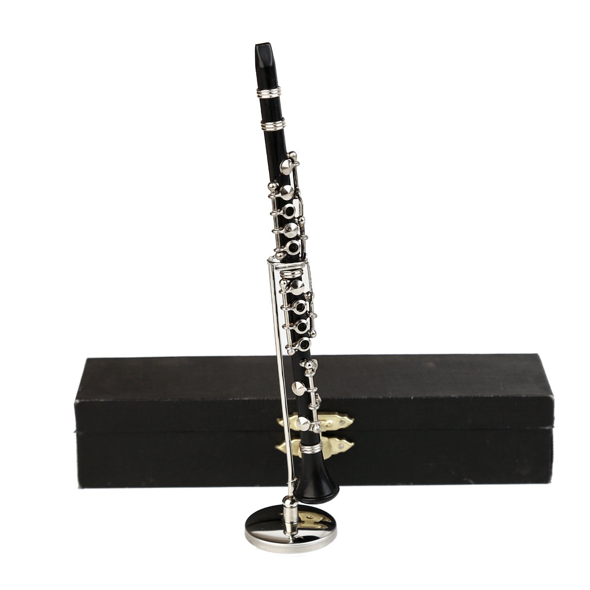 Photo 1 of Dselvgvu Miniature Clarinet with Stand and Case Mini Musical Instrument Replica Collectible Figurines Dollhouse Accessories Model Home Decorations Display Ornaments (6.25" Clarinet)