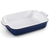Baking Pans, Jemirry Rectangular Ceramic Baking Dishes for Oven Cooking, Kitchen, Cake, Banquet and Daily Use- Classic Blue