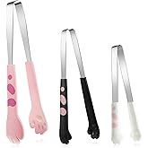 Mimorou 3 Pcs Cat Paw Tongs Kawaii Food Stainless Steel Kitchen Tongs Cute Kitchen Accessories Christmas Gift for Cooking Toa