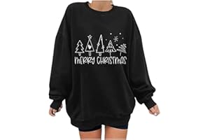 FARTEY Oversized Christmas Sweatshirts for Women 2023 Ugly Christmas Sweaters Cute Reindeer Graphic Crewneck Pullover Tops