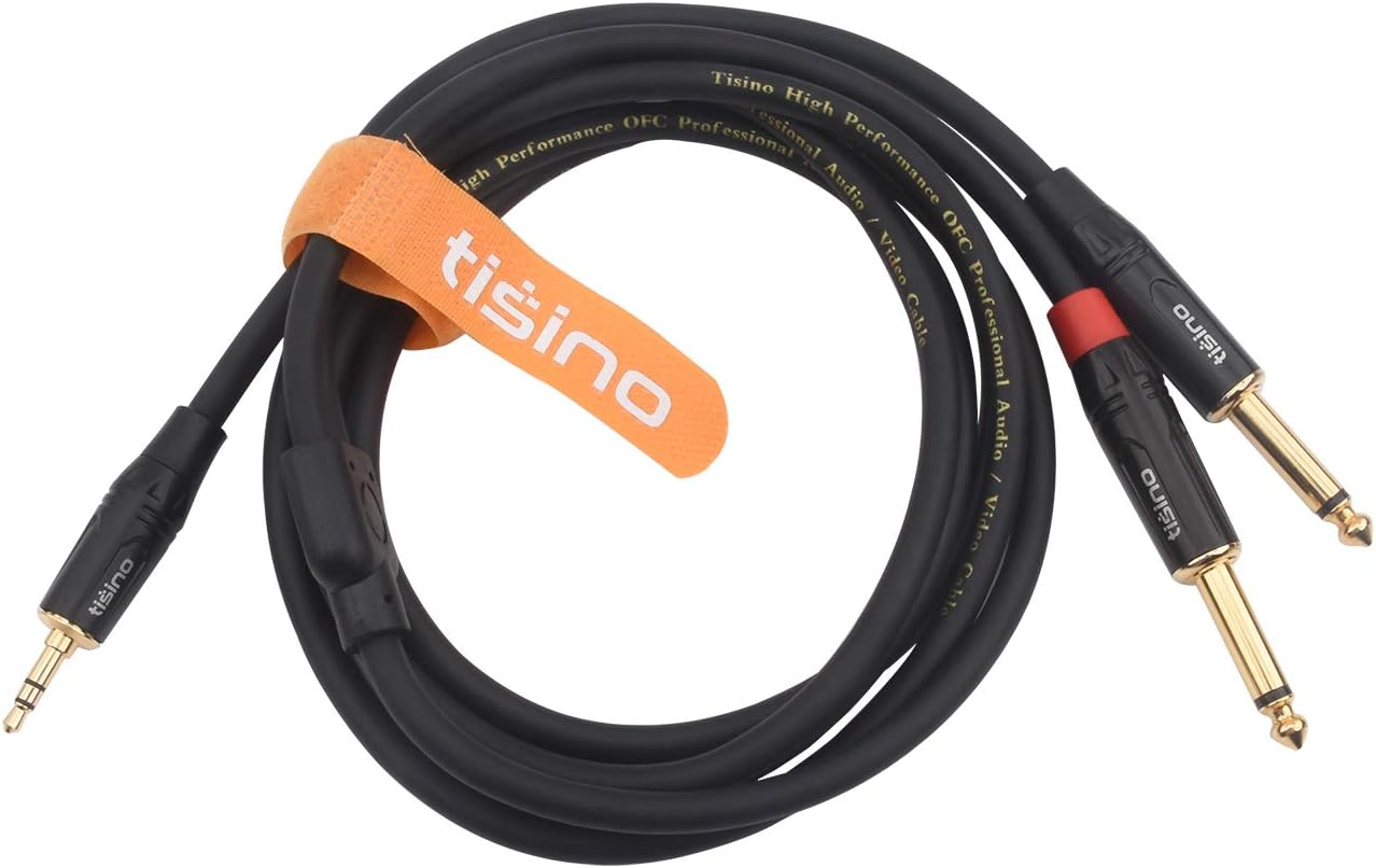 Disino TISINO 3.5mm Mini Stereo Jack to Dual 6.35mm TS Mono Plug Y-Splitter Cable Stereo Breakout Cord Lead - 2m - Image 3