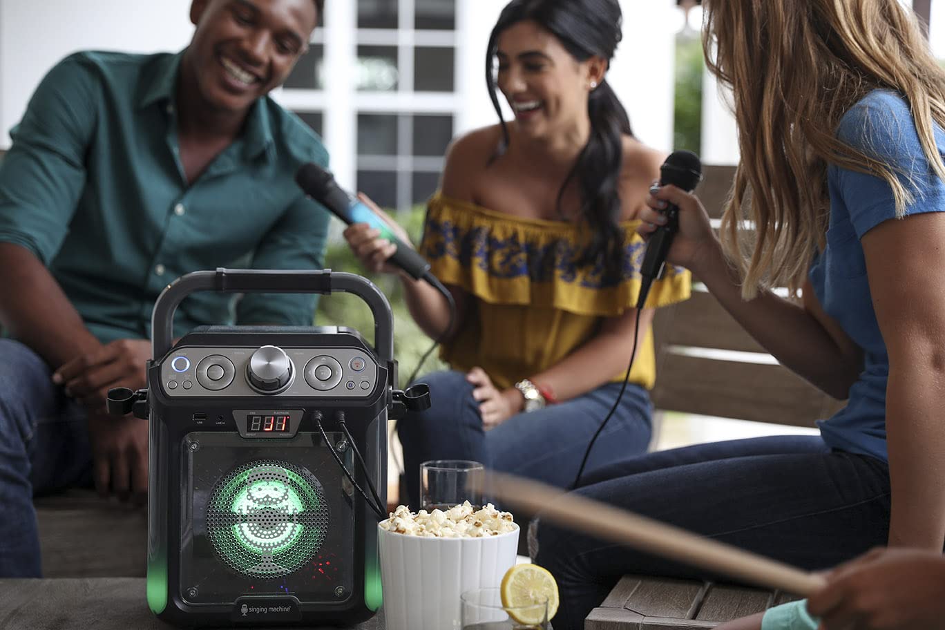 Singing Machine SML682BTBK Groove Cube Karaoke Player with Bluetooth and Echo Control, Battery Powered, Black