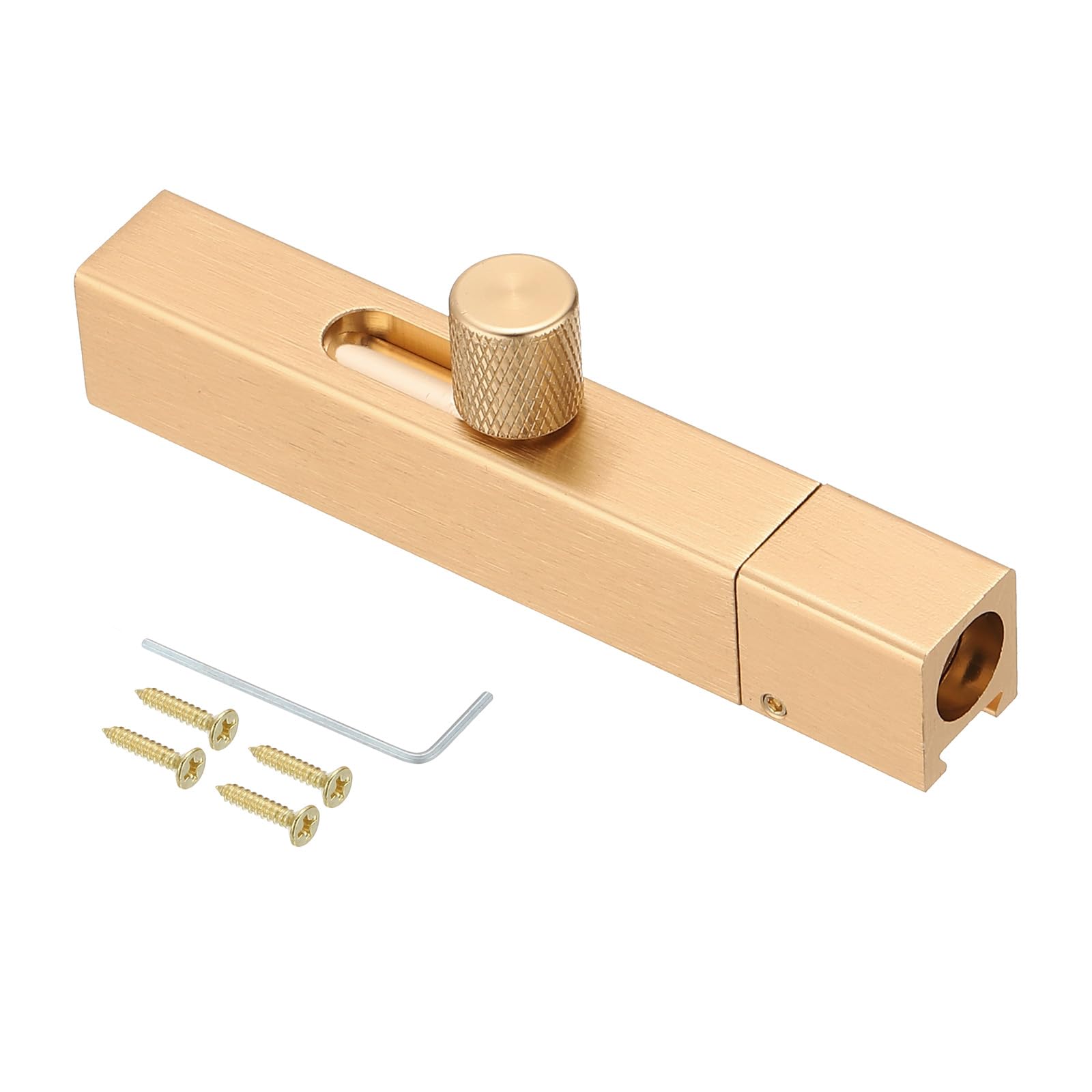 PATIKIL Gear Handle French Door Lock, 3 Inch Aluminum Alloy Barrel Bolt Latch Security Slide Door Deadbolt Lock with Screws for Inside Bedroom Door Cabinet Safety, Gold