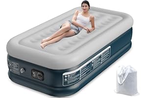 Sprinq Twin 18 Inch Luxury Air Mattress with Built-in Pump, Adjustable Flocked Top, Portable & Adjustable Rest, Green