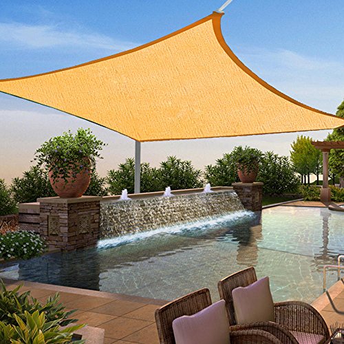 Shade&Beyond 12′ x 12′ Square Sun Shade Sail Beige Color for Patio Yard Deck UV  ...