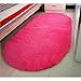 YJ.GWL High Pile Soft Shag Oval Rugs Fluffy Rug Kids Bedroom Nursery Carpets Anti-Slip Backed Home Décor Area Rugs 2.6' X 5.3' (Rose Red)