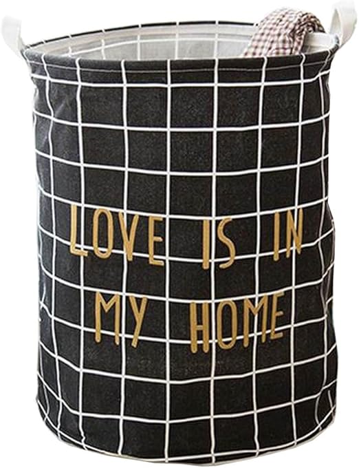 Amazon Com Plaid Black Foldable Cloth Laundry Basket Laundry Hamper Toy Storage Basket Home Kitchen
