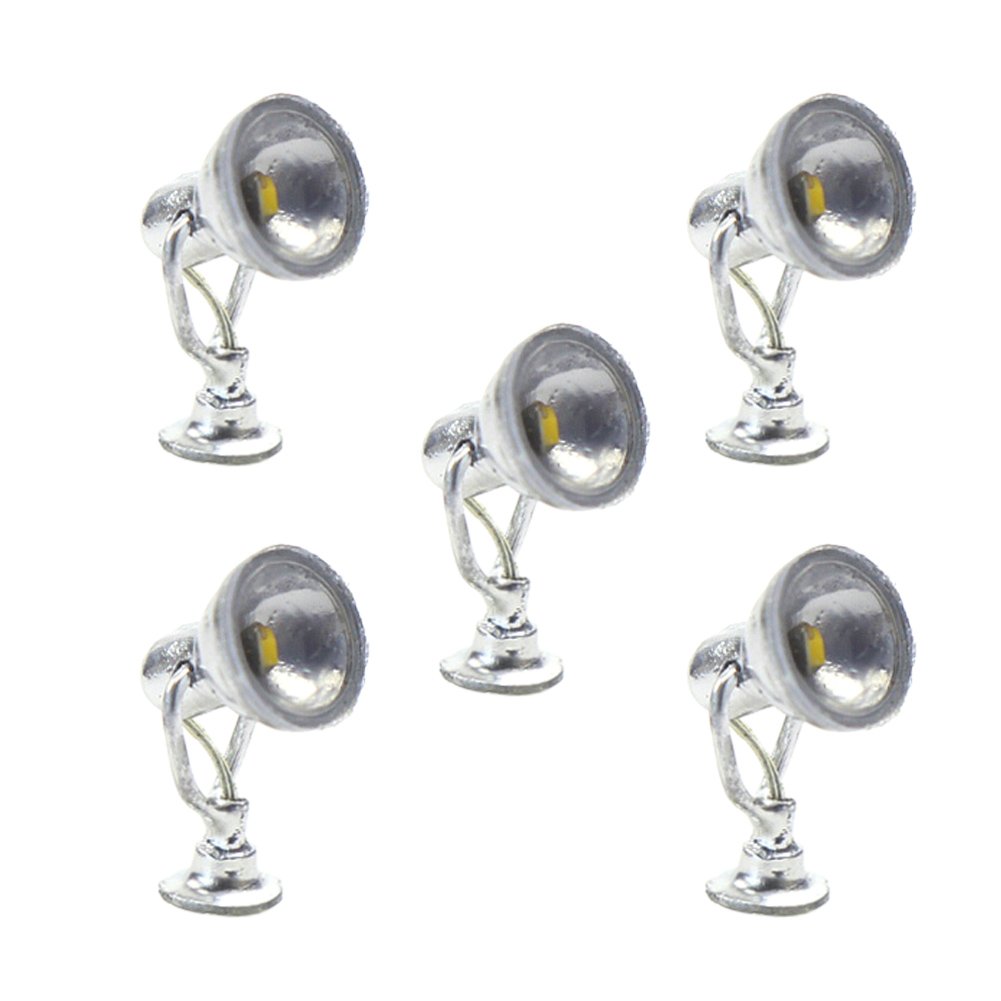 Evemodel LYM20 LED Pathway Light Track H0 1:87 Railway Spot Lamp Spotlight House Lighting Model Making Pack of 5