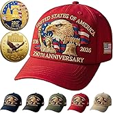 United States 250th Anniversary Hat,Eagle & Liberty 250 Year American Anniversary Embroidered Cap with Badge