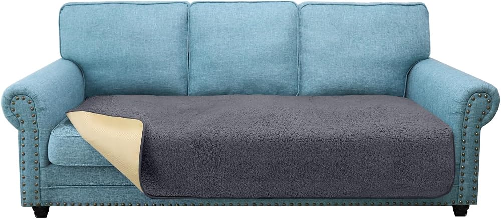 Granbest Super Soft Thick Sofa Seat Cushion Cover Non-Slip Grey 3 Seater
