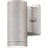 Ultralux 8" LED Modern Wall Sconce Outdoor Light Fixture, 15W, 3000K LED Brushed Nickel Outside Lights for House, Wall Mount 