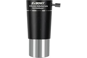 SVBONY SV213 3X Barlow Lens, 1.25inch FMC 3-Elements Telecentrics Apochromatic Barlow, Triple Magnification Telescope Accesso