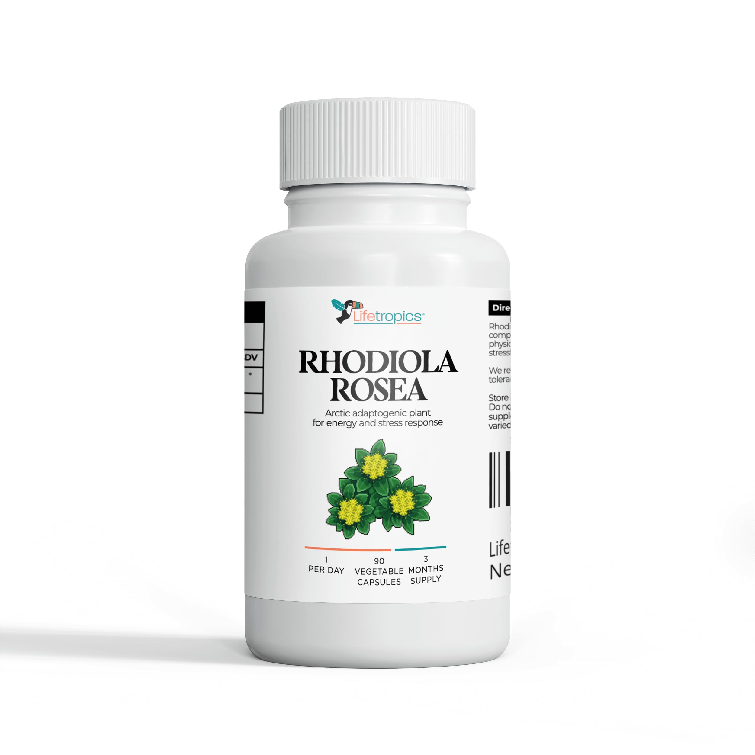 Lifetropics Pure Rhodiola Rosea - 500mg Rhodiola Rosea Extract Supplement (3% Salidrosides, 1% Rosavins) - 90 Vegetable Capsules