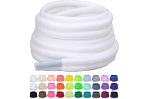 Puzeam 2 Pairs Oval Athletic Shoelaces 30 Colors 1/4" Half Round Shoe Laces for Sneakers