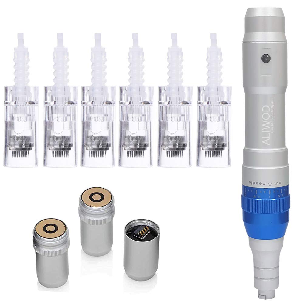 ALIWOD Microneedling Pen Wireless Electric Machine Skin Repair Care Device Tools Kit 6 PCS 36 Pins Cartridges L709