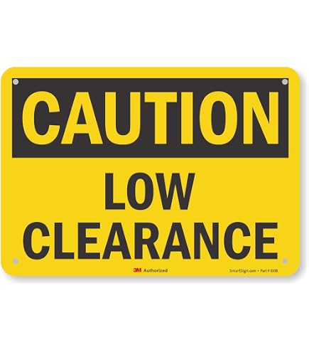 OSHA-Schild 'Caution – Low Headroom' | 25,4x17,8cm, Schwarz/gelb, Kunststoff