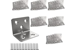 Aufuga Stainless Steel L Bracket Silver , 90 Degree Small Corner Brackets, 1.5" Right Angle Bracket,L Shape Heavy Duty Metal Corner Brace for Wood Furniture Aufuga (30 Pcs)