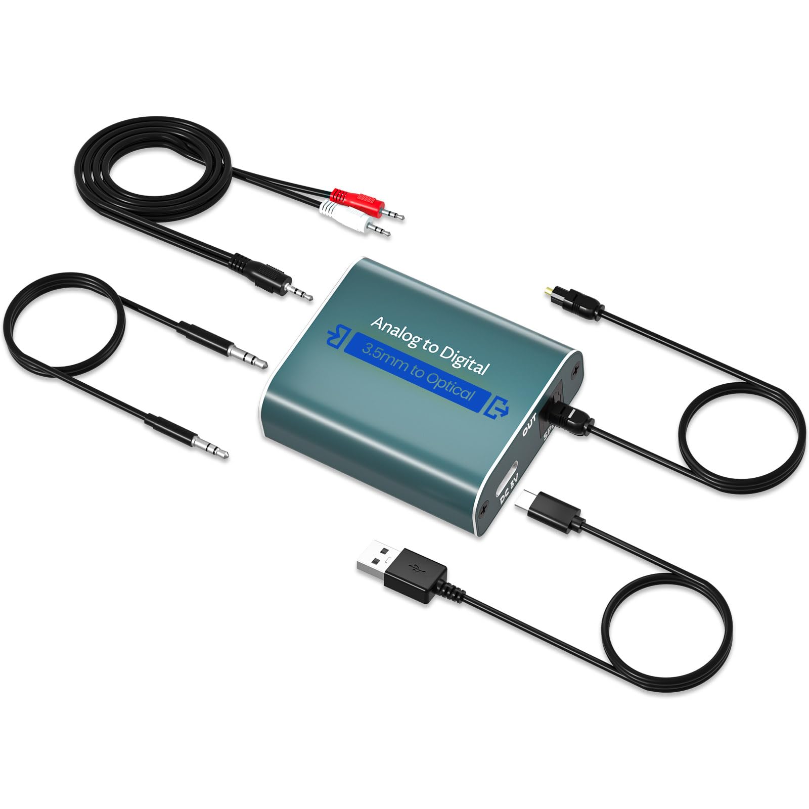 Photo 1 of Analog to Digital Audio Converter with Cable 7ft/2.1m RCA AUX to Optical Audio Cable AUX RCA Input Optical Output, 3.5mm to Optical Audio Adapter for Soundbar, Computers, and projectors etc