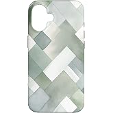 iPhone 16 Geometric Green Woven Tile Design with Watercolor Effect Case