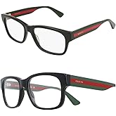 Gucci Rectangular Eyeglasses GG0343O 007 Black/Green/Red 57mm 0343
