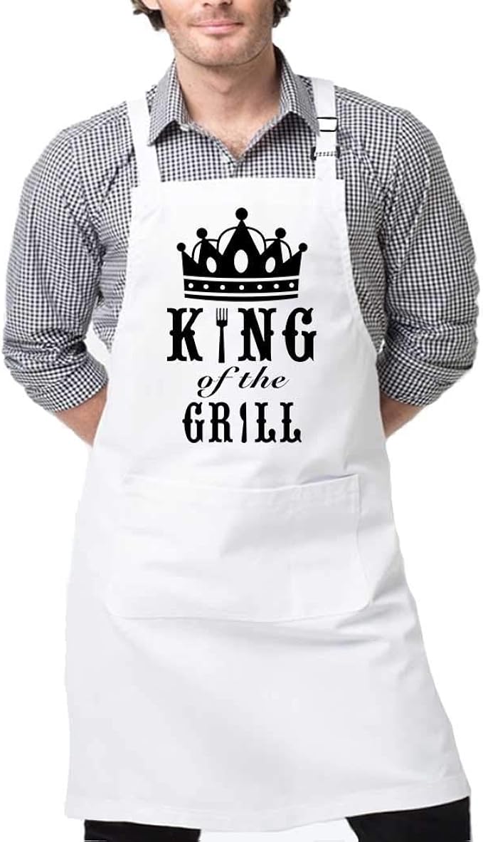 Funny Apron for Men King of The Grill Great White