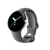 Google Pixel - Android Smartwatch with Fitbit Activity Tracking - Heart Rate Tracking Watch - Polished Silver Stainless Steel case with Charcoal Active band - LTE