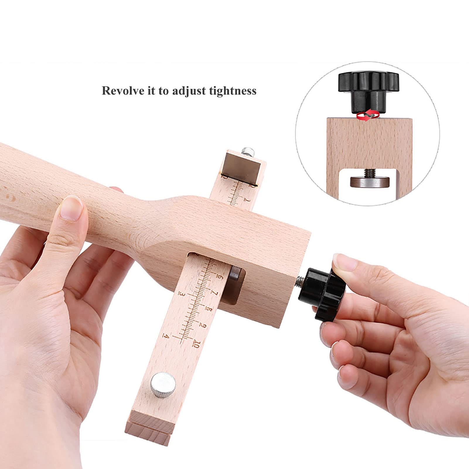 Hyuduo Wooden Leather Strip Cutting Tool, Adjustable Belt Cutter, Leather Strap Cutter With 5 Blades For Diy Craft,Other Gardening Supplies
