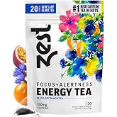 Zest Energy Tea Bags &ndash; Blue Lady Passion Fruit Black Tea &ndash; High Caffeine Tea for Morning Energy, Focus &amp; Clarity &ndash; Natural Caffeinated Tea with 150mg Caffeine &ndash; 20Ct Pack &ndash; Non-GMO &amp; Keto Friendly