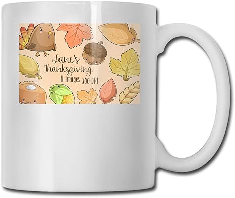 Amazon Co Jp Not Applicable Kawaii Thanksgiving Clipart カップ セラミック マグカップ 白 330ml レンジ対応 大容量 マグカップ 陶器 贈答品 可愛いカップ 両面印刷 誕生日プレゼント ホーム キッチン