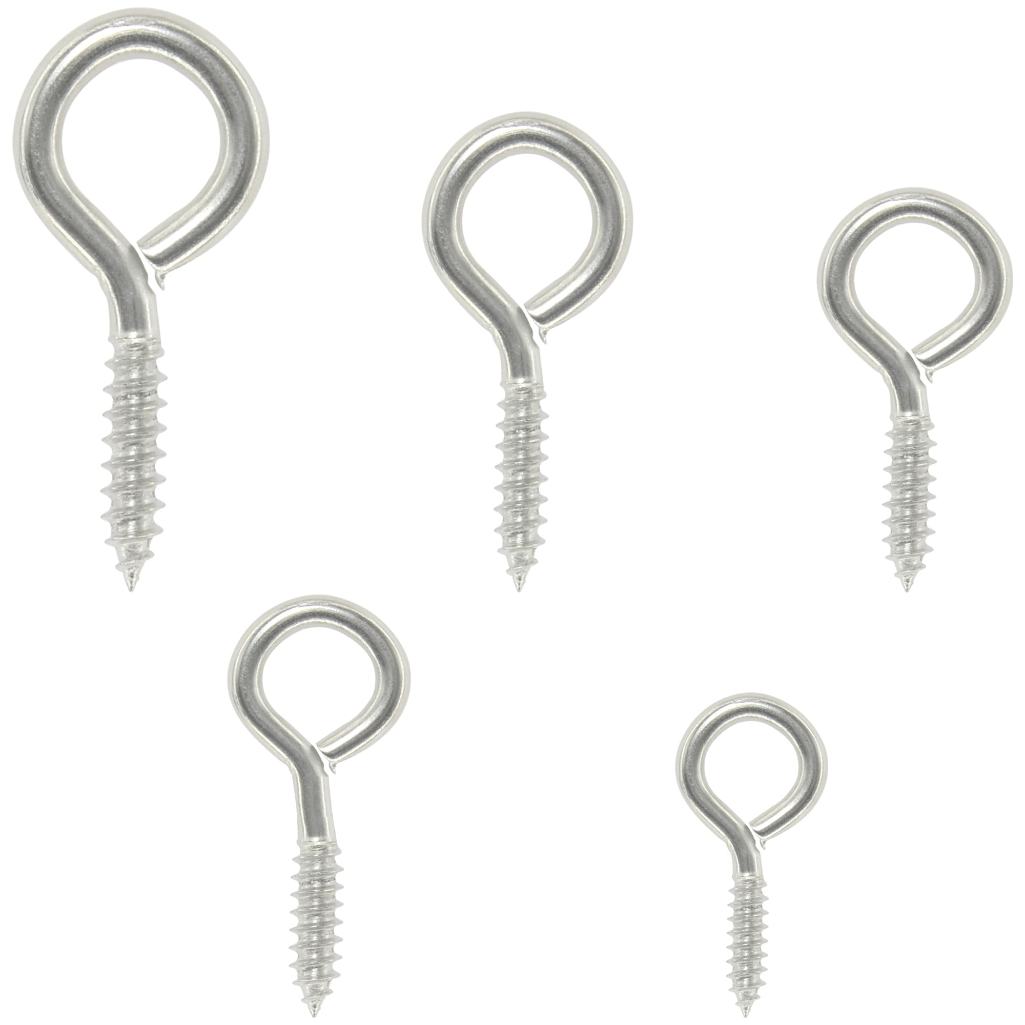 110 PCS Self Tapping Eye Screw Hooks Eye Bolts with 5 Mixed Size Screw-in Hooks Kit (Silver)