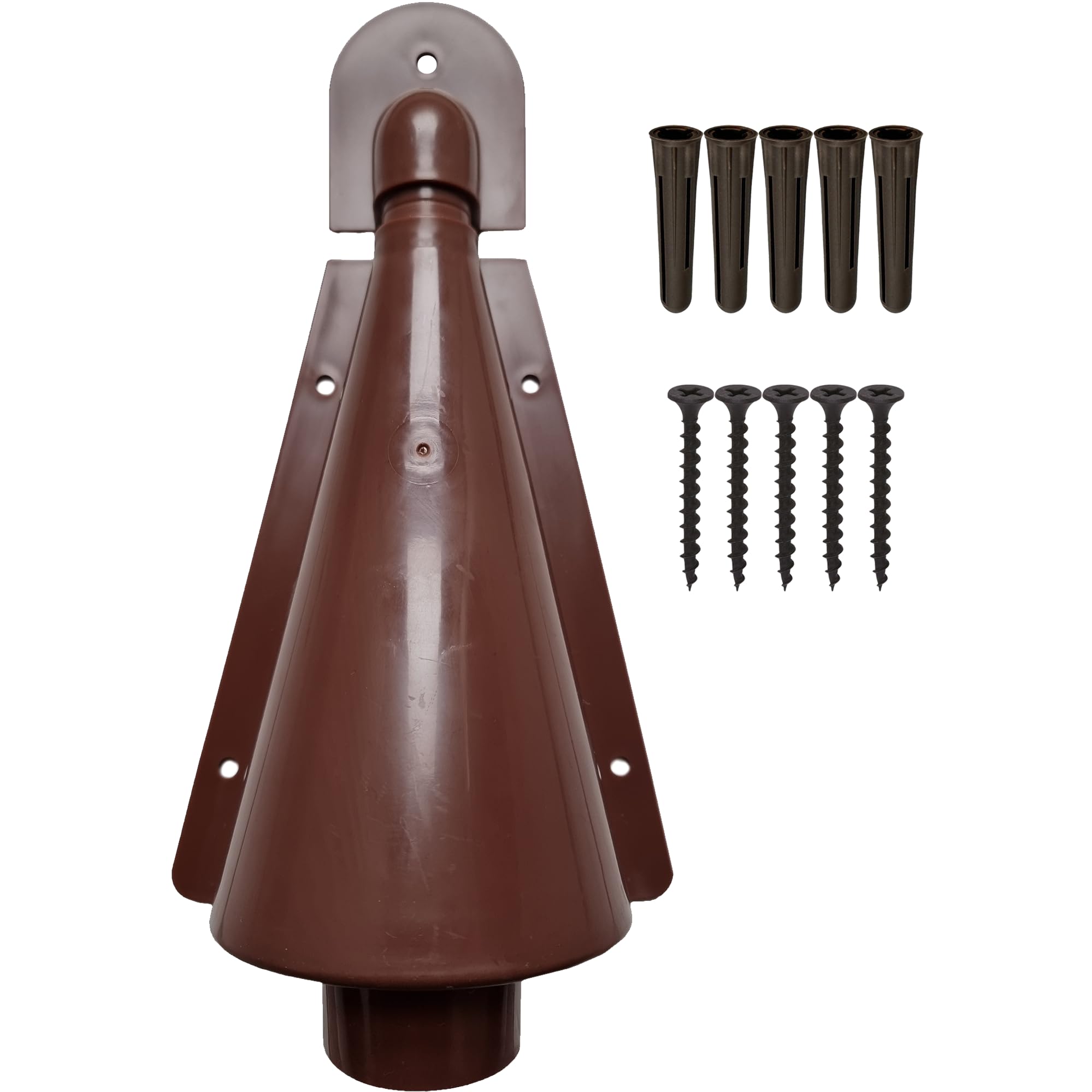 1STec Brown Virgin Media Plastic Triangular Dolly External Wall to Underground Cable Conduit Ducting Cover (With Screws Plugs & Duct Cover Capping)