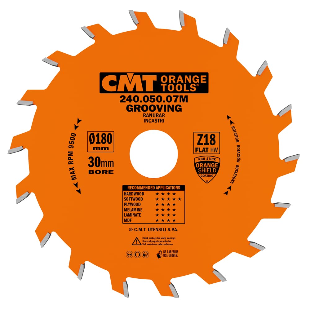 CMT Orange Tools 240.050.07M - Grooving Saw Blade D=180X5X30 Z=18 Flat