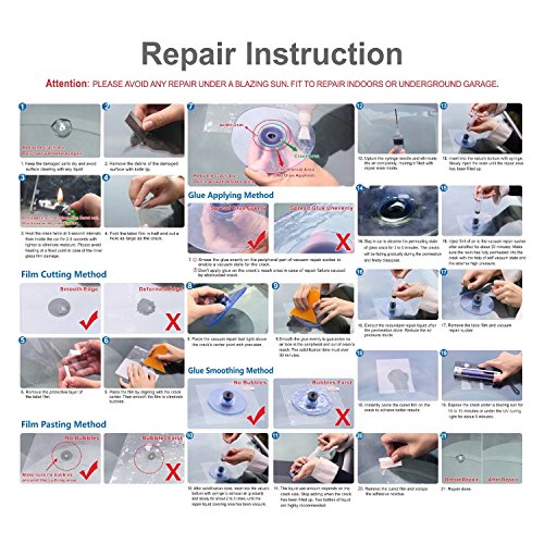 AUTOPDR DIY Car Windshield Repair Kit Atutomotive Glass Repair Tools Auto Windscreen Chips and Cracks Repair Tools Set (Easy to use) - Thumbnail 5